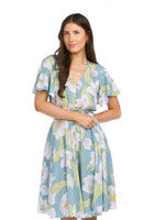 Floral Short Sleeve Dress with Smocked Waist