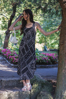 Geo Paisley Print A-line Sleeveless Maxi Dress