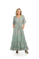 Ditsy Floral and Lace Tiered Maxi with Side Slit, Pockets, and Tie Waist.