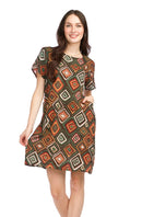 Geo Print Shift Dress with Pockets.