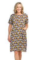 Geo Print Shift Dress with Pockets.