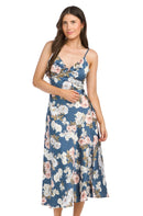 Floral Knotted Satin Finish Dress