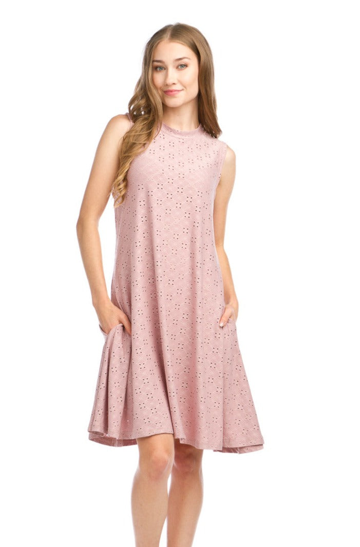 Stretch Eyelet Aline Dress with Pockets