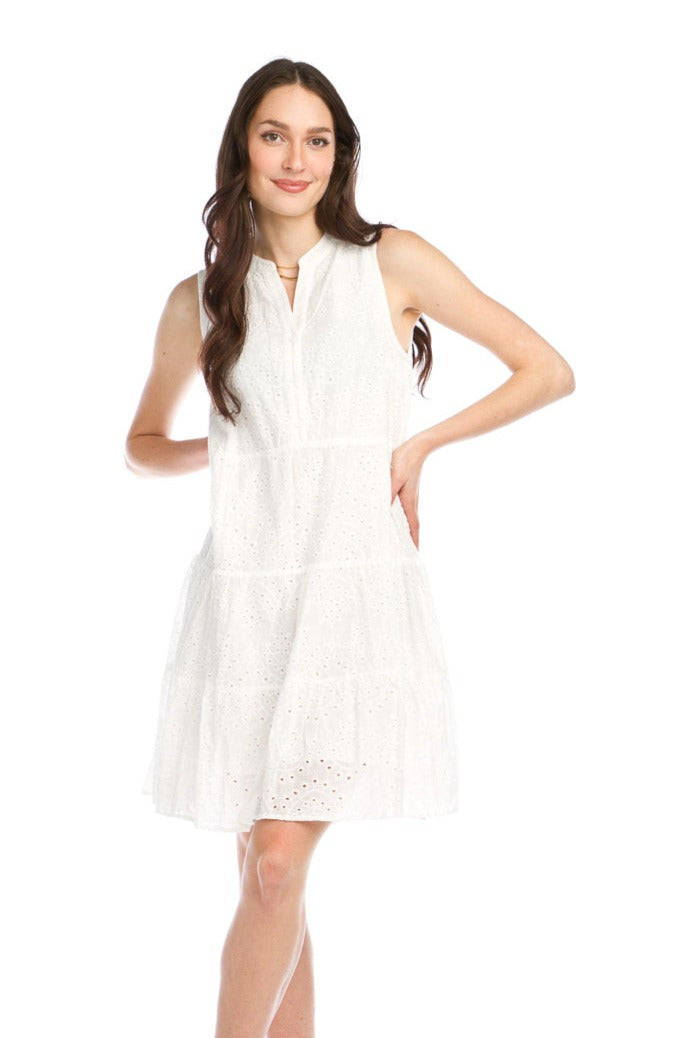 Cotton Eyelet Henley Dress