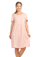 Linen Short Sleeve Dress with Pockets.