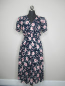 Floral Puff Sleeve Dress with Elastic Waist.