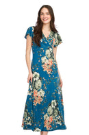 Floral Stretch Wrap Look Maxi Dress