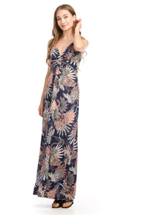 Fan Printed Grecian Maxi Dress