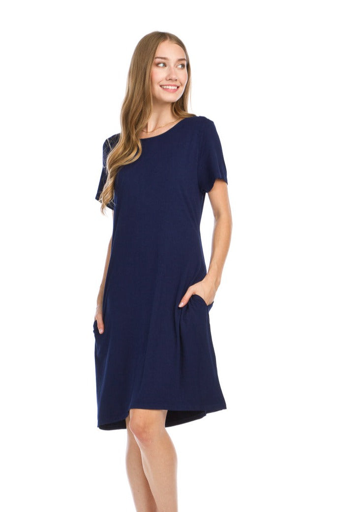 Bamboo Knit T-shirt Dress with Pockets.