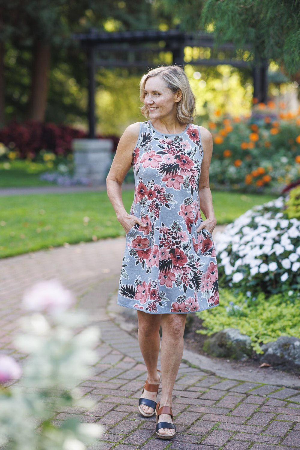 Floral Jersey Reversible Dress with Pockets