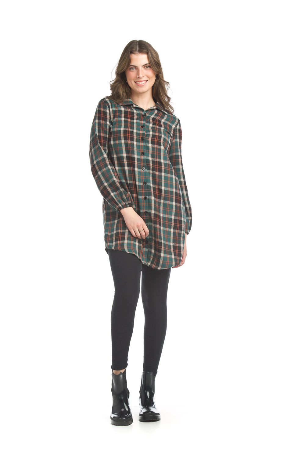 Plaid button front Shirt Dress