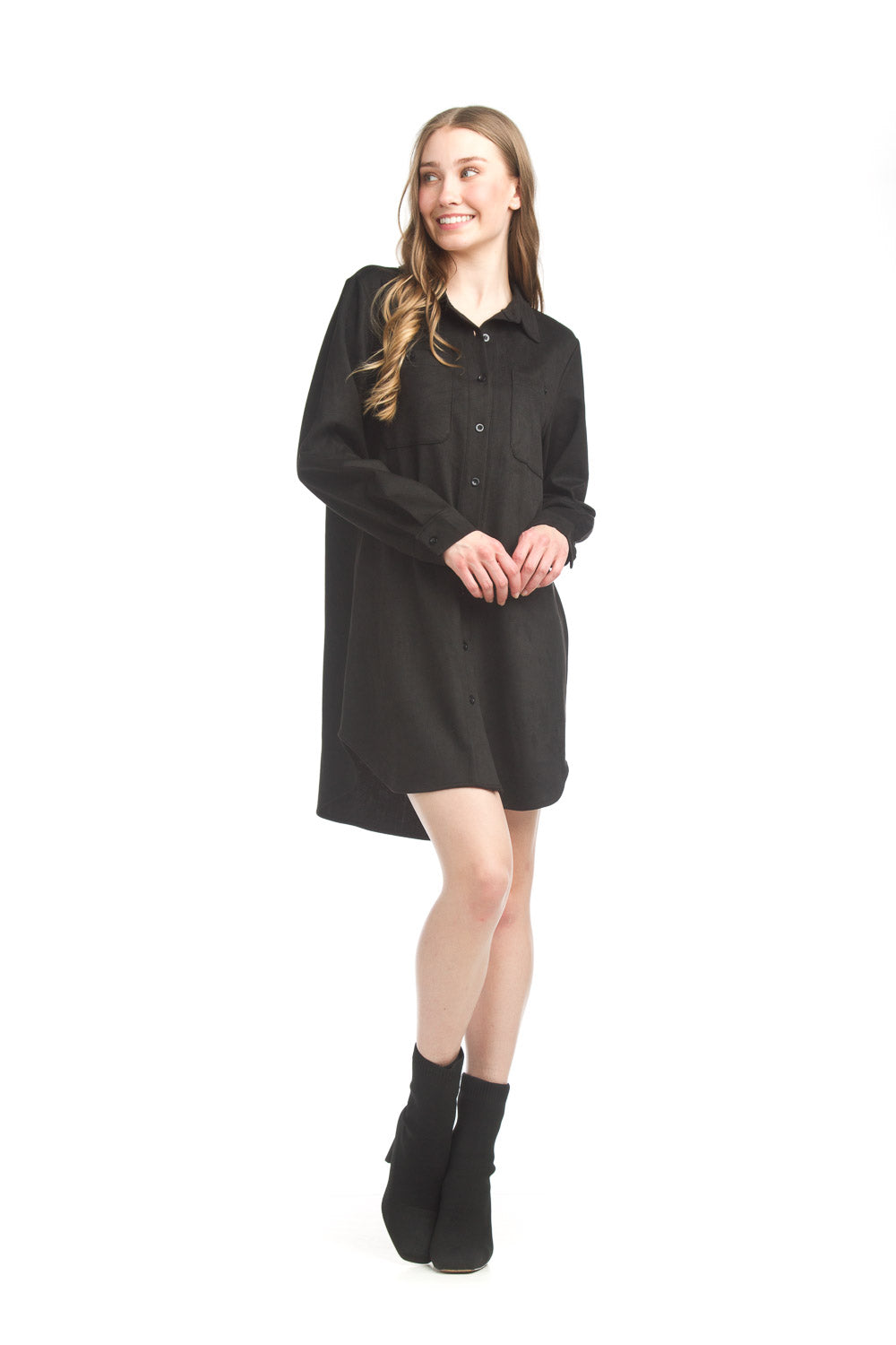 Fake Suede Shirt Dress