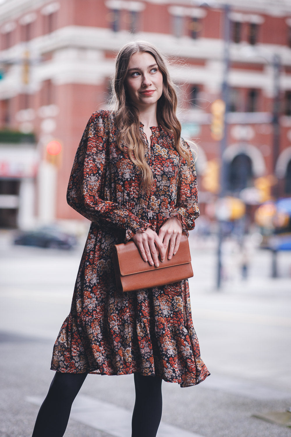 Floral Elastic Waist Dress