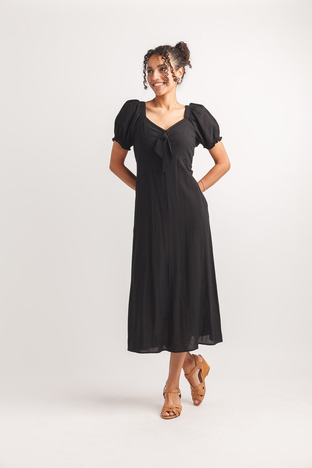 Ots V Neck Midi Dress With Pockets