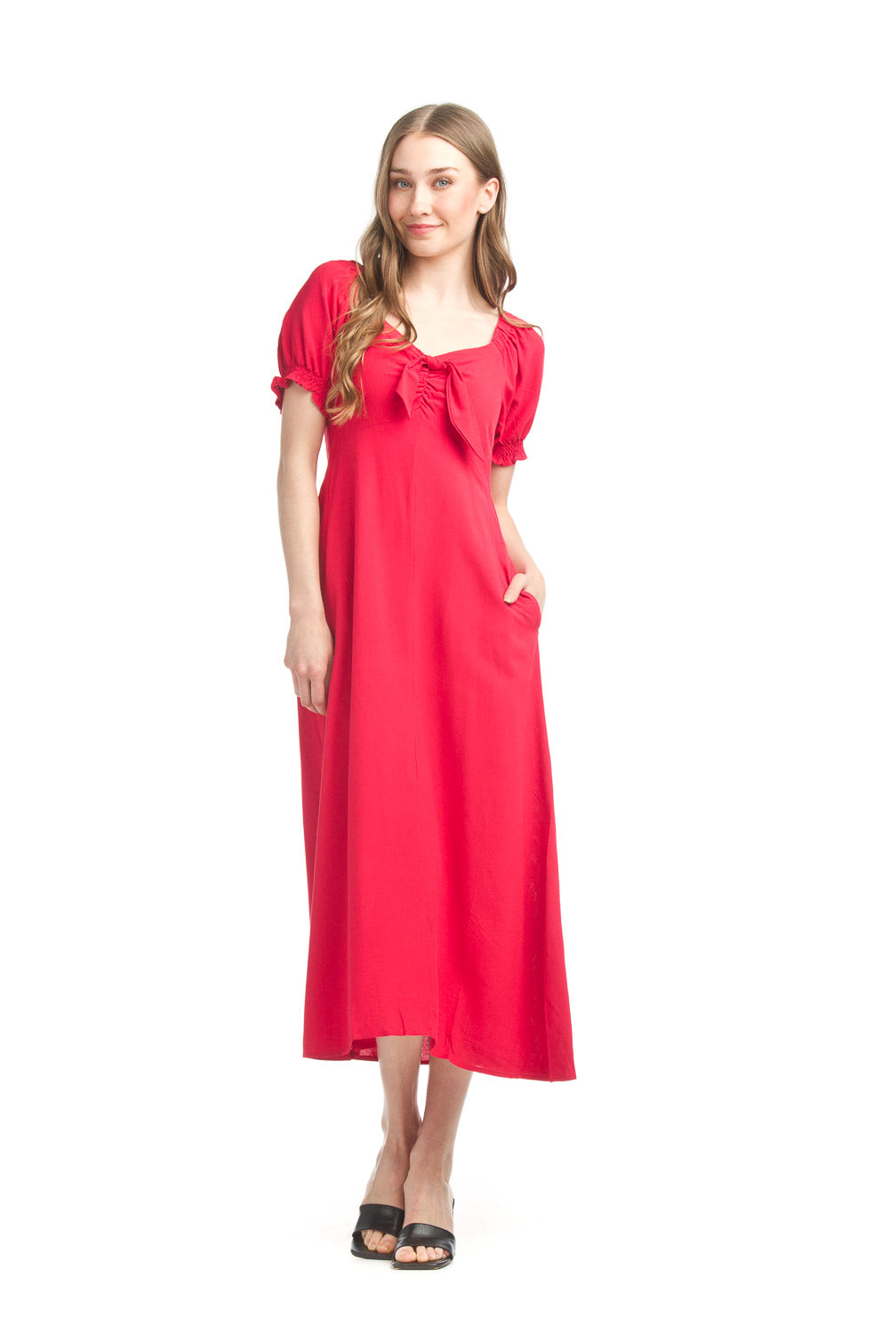 Midi Dress With pockets and Smocked Waist