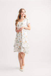 Daisy Short Sleeve Cotton Bias Cut Dress