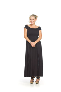 Short Sleeve Off the Shoulder Maxi Dress