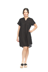 Short Sleeve Linen Blend Dress