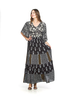 Short Sleeve Tiered Beaded Maxi Dress