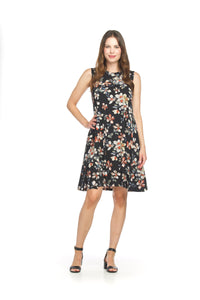 Floral Rubber Print Aline Swing Dress With Pockets