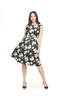 Floral Sleeveless Box Pleat Dress With Pocket