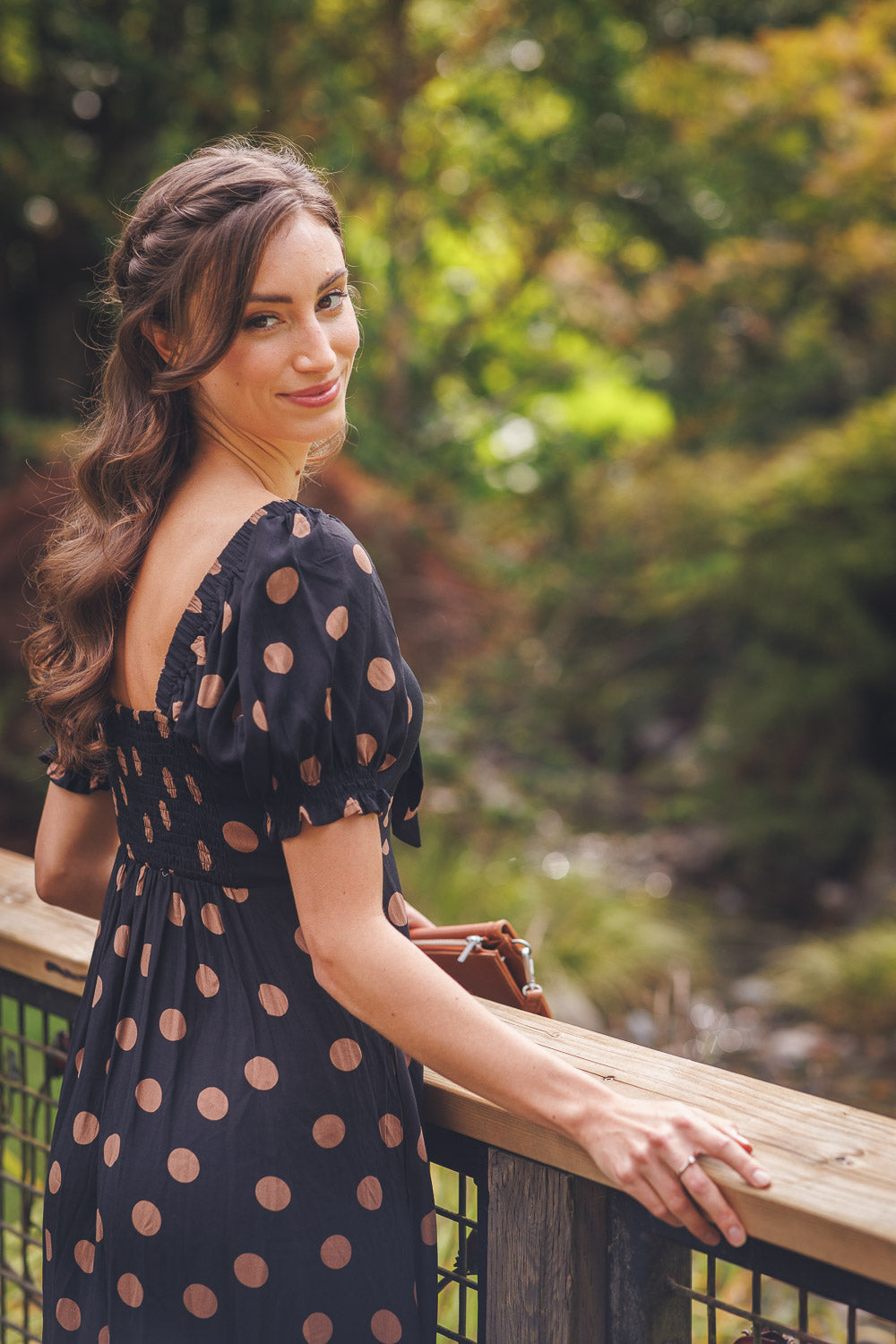 Polka Dot Off the Shoulder Midi Dress