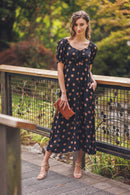 Polka Dot Off the Shoulder Midi Dress