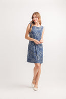 Mandala Rubber Print Stretch Aline Dress W Pkts