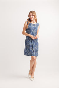 Mandala Rubber Print Stretch Aline Dress W Pkts