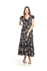 Short Sleeve Maxi Dress with Lace Inset