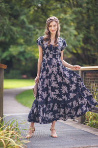 Short Sleeve Maxi Dress With Lace Inset & Pockets