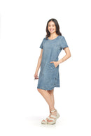 Short Sleeve  Denim Dress With Pockets