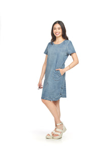 Short Sleeve  Denim Dress With Pockets