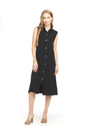 Sleeveless Linen Blend Button Front Dress