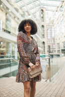 Paisley Long Sleeve Dress With Ruffle Ham & Tie