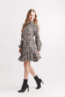 Animal Print Shirt Dress With Ruffle Him