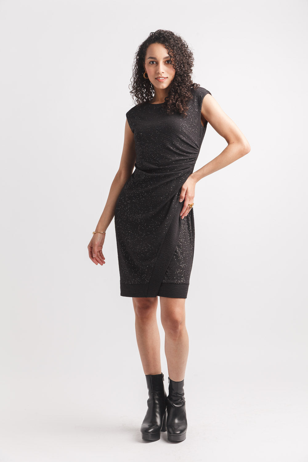 Sparkle Stretch Dress With Ruched Design