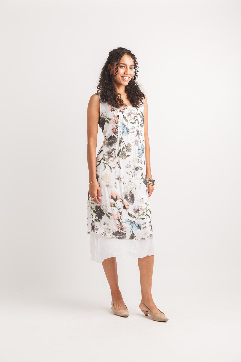 Floral Pintuck Layered Dress