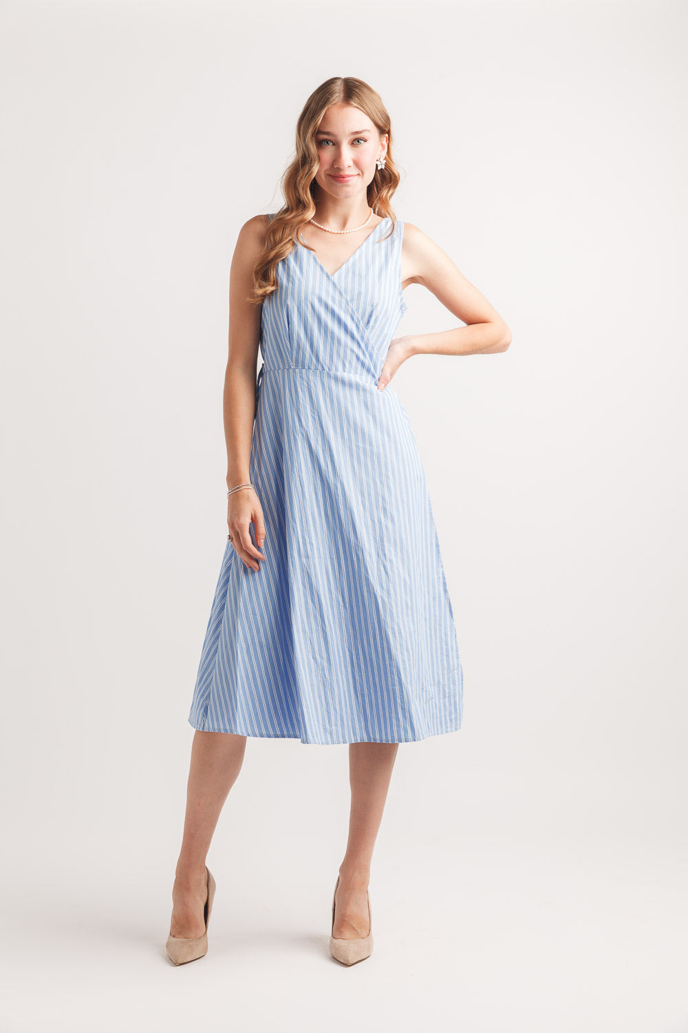Striped Cotton Wrap Dress
