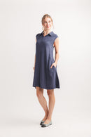 LINEN BLEND COLLARED SHIRT DRESS