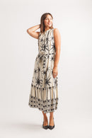 Palm Tree Print Shirt Dress with Tie Belt