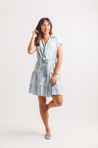 Rubber Print Short Sleeve B.F.  Dress With Tie Belt