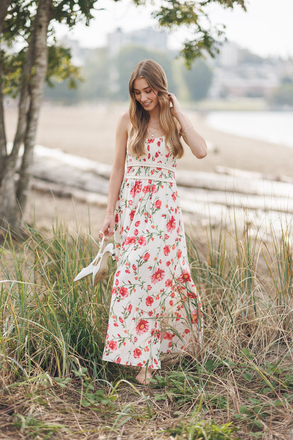 Floral Smocked Sleeveless Dress