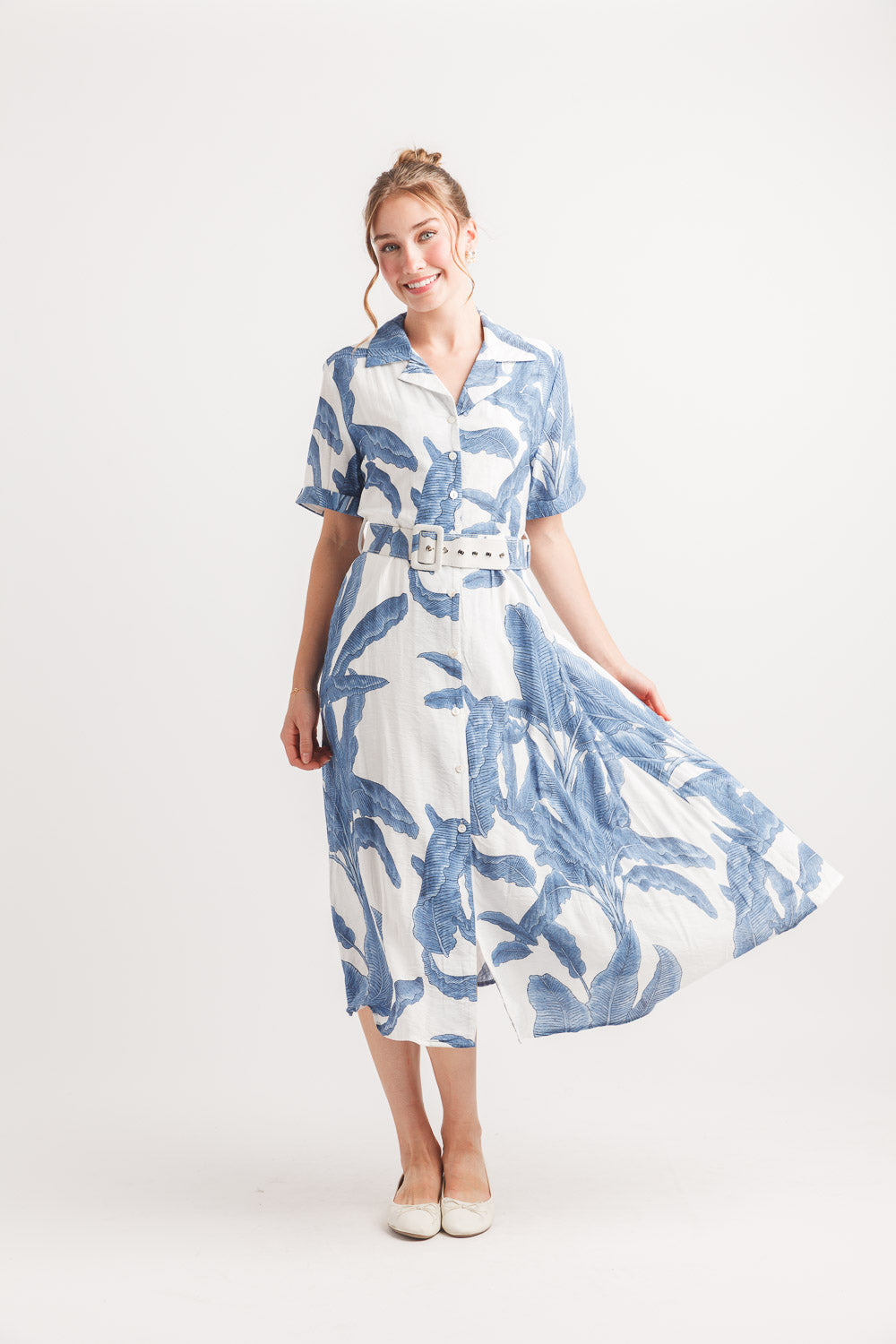 Boho Printed Tie Detail Dress Elastic Neck & Pocket (Copy)