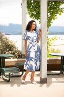 Boho Printed Tie Detail Dress Elastic Neck & Pocket (Copy)