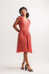 Floral Button Front Dress With Pockets