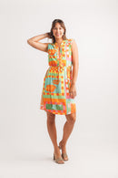 Tropical Patch Print Sleeveless Dress