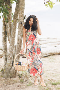 Patchwork Print Sleeveless Maxi Dress