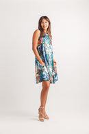 Abstract Tropical Print Aline Stretch Swing Dress