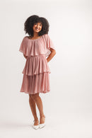 Pleated Off The Shoulder Layered Dress